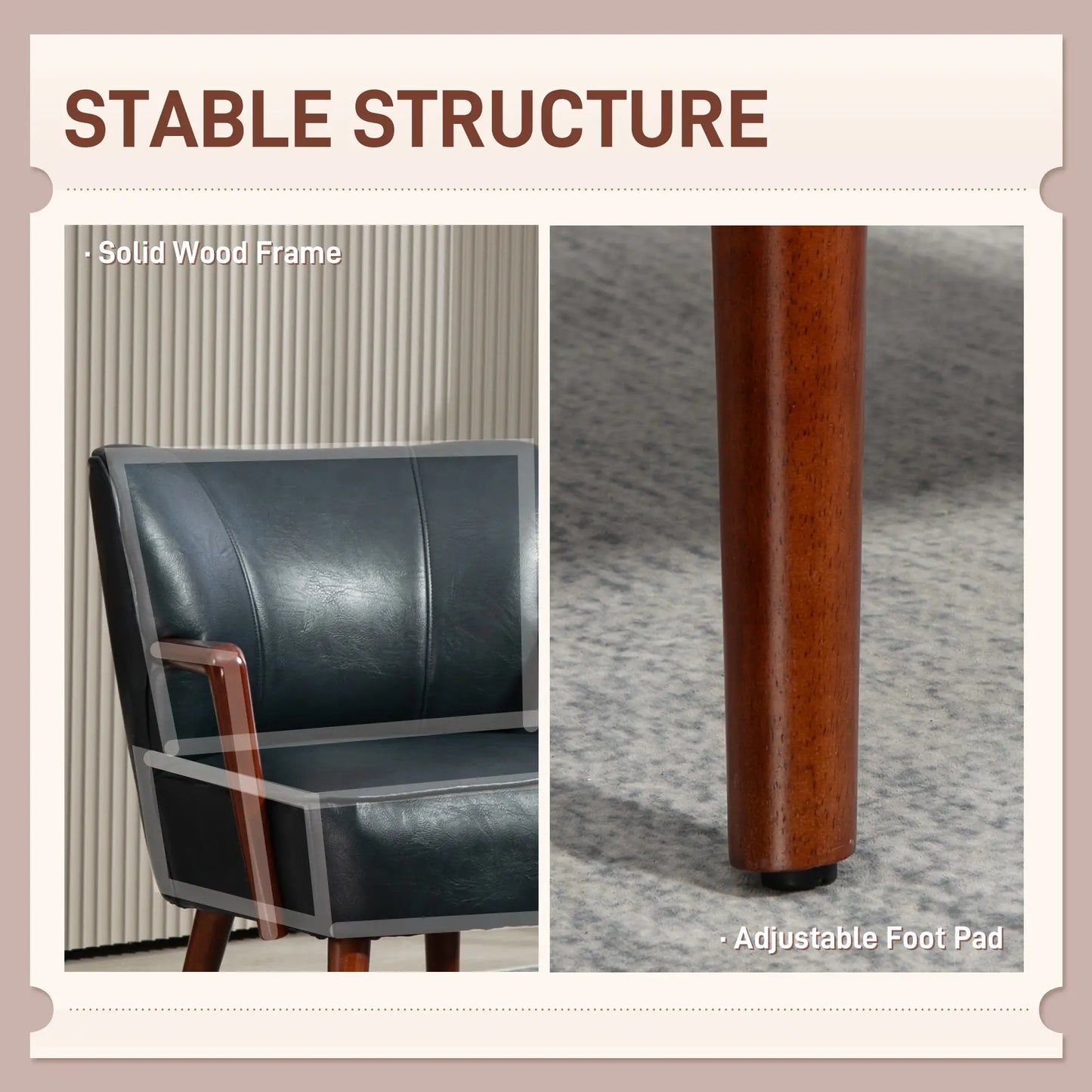 Modern Accent Chair, Faux Leather Upholstery, Wood Legs, Blue Accent Chairs at Gallery Canada