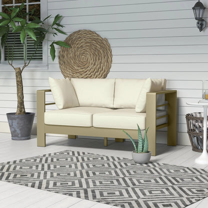 Outdoor Loveseat, Garden Sofa with Cushions, 54.3"x27.6"x24.6", Cream White Patio Chairs at Gallery Canada