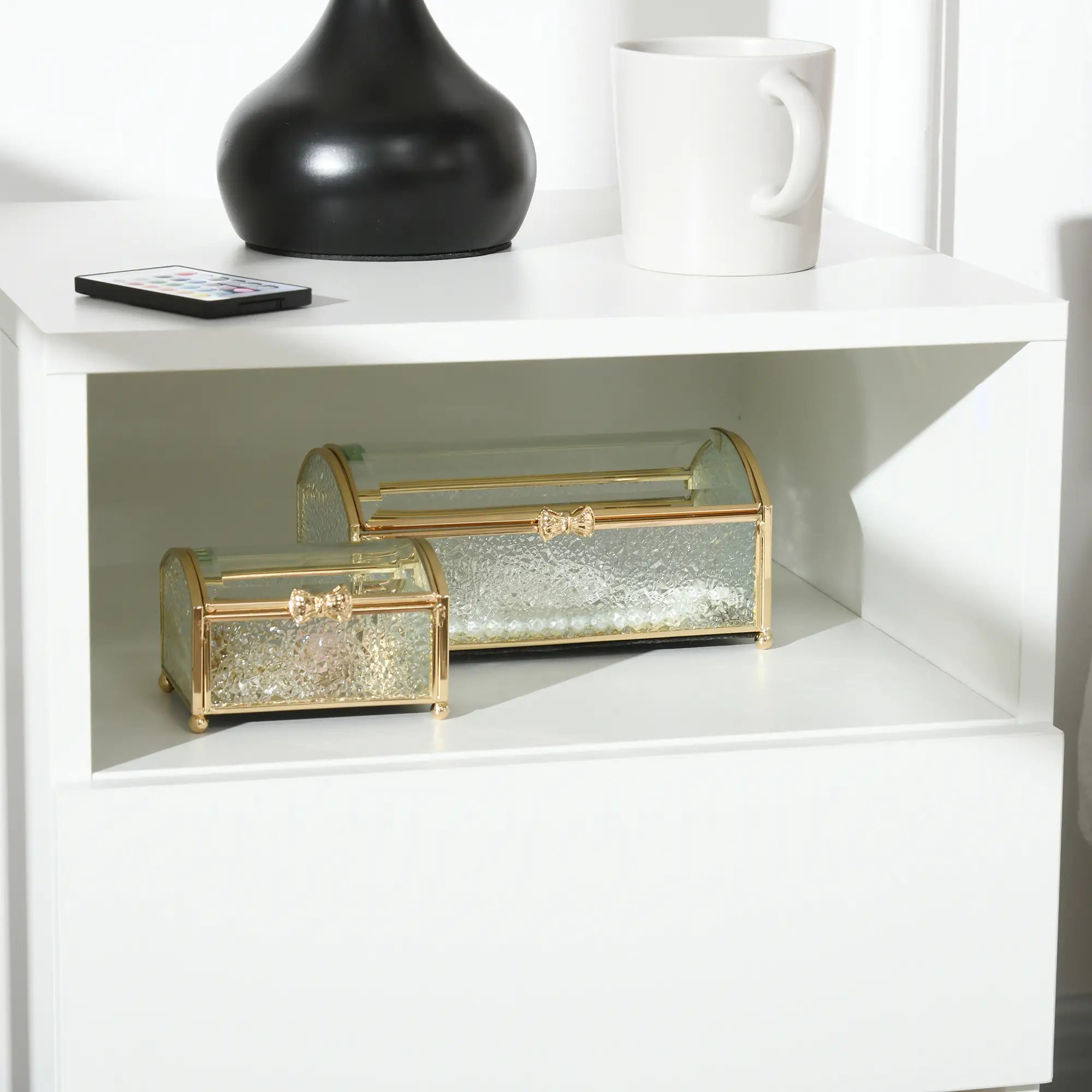 LED Nightstand with Lights, Drawer, 2 Shelves, Remote, 15.7 Inch Bedside Tables at Gallery Canada