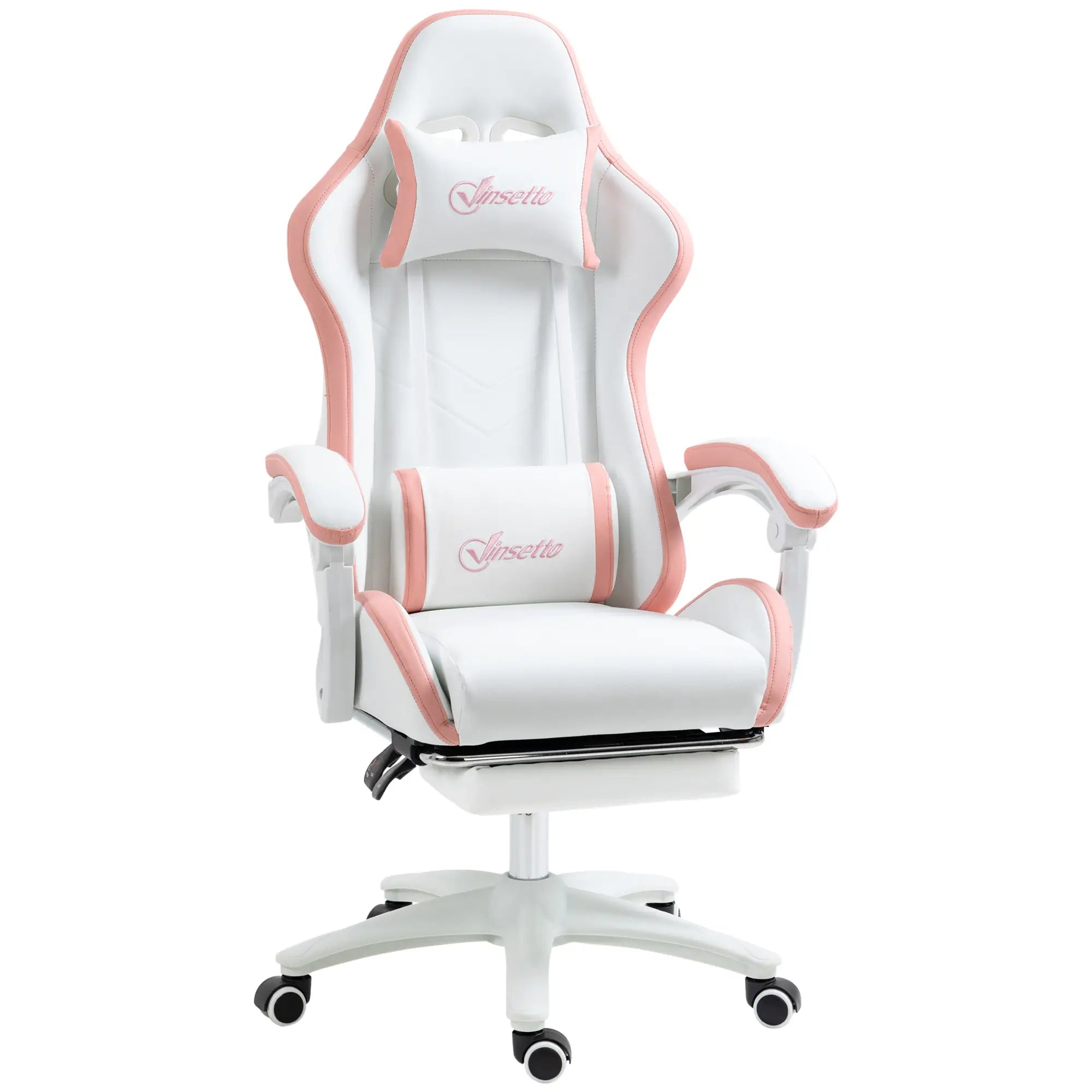 Computer Gaming Chair, PU Leather, 135° Reclining Back, White Video Game Chairs at Gallery Canada