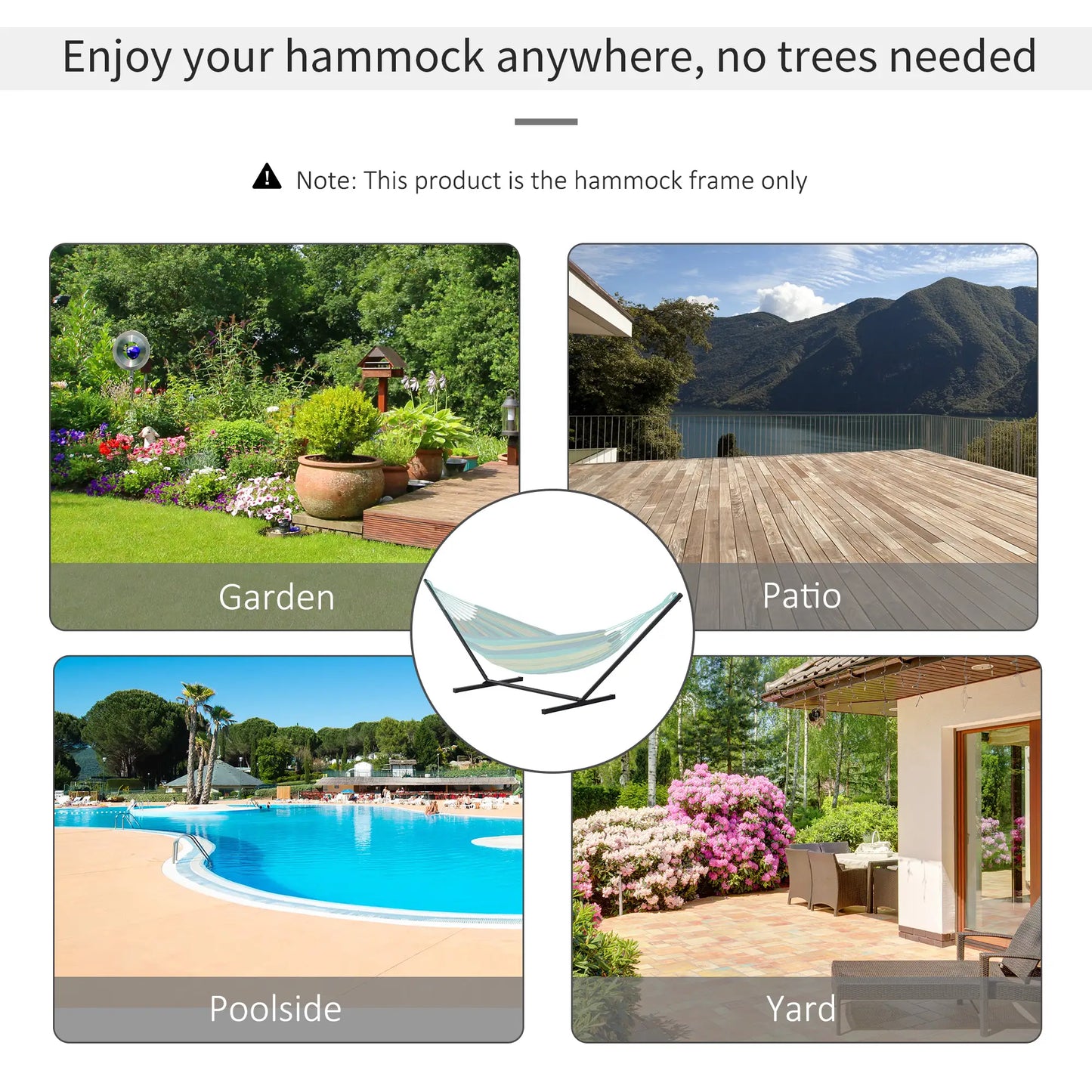 11.8'L Heavy Duty Hammock Stand, Straight Pole, Outdoor Use, Black Hammock Stands at Gallery Canada