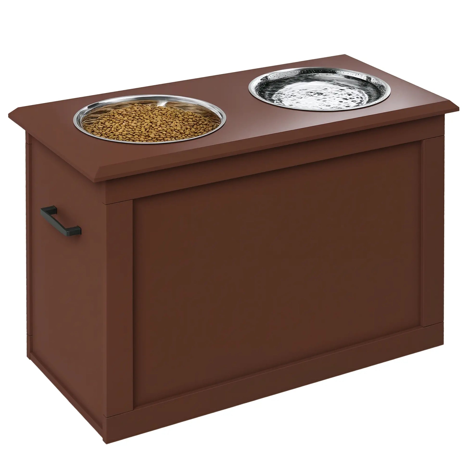Elevated Dog Bowls with Storage, 2 Stainless Steel, Large, Brown Dog Bowls at Gallery Canada