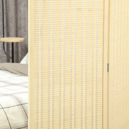 Woven Bamboo Room Divider, 3 Panel Folding Privacy Screen, Natural Wood