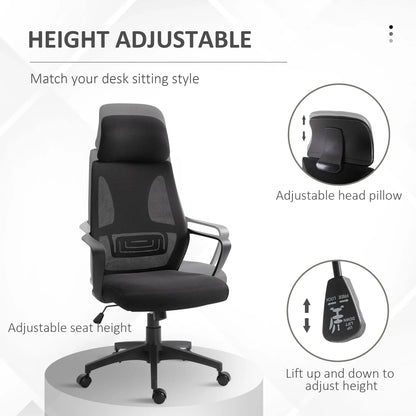 Mesh Office Chair, Adjustable Headrest, Ergonomic Desk Chair, Black Task Chairs at Gallery Canada