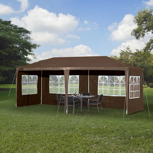 18.7' x 9.4' Party Tent, Portable Wedding Canopy, Outdoor Sunshade with 4 Sidewalls, Coffee Canopy Tents Coffee at Gallery Canada
