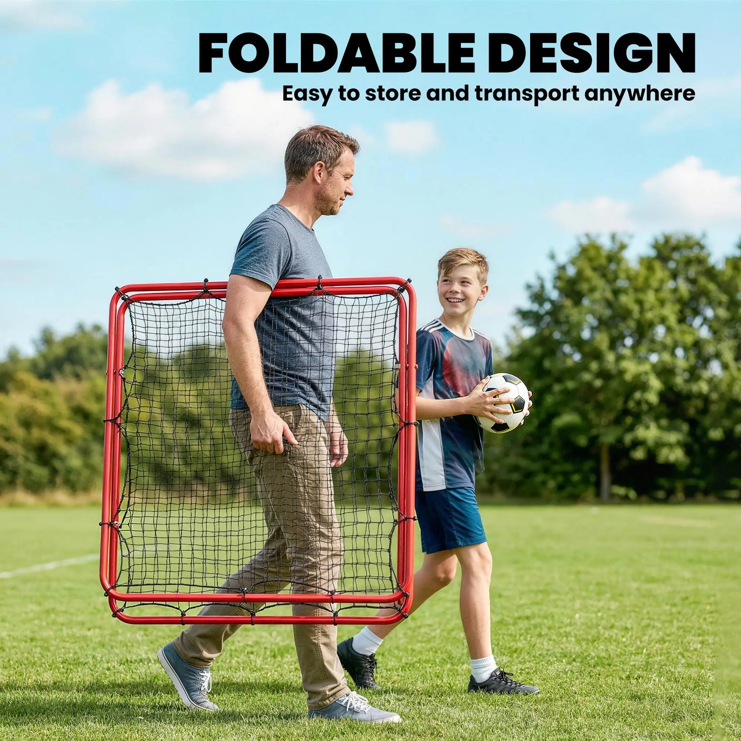 5 Angles Adjustable Soccer Rebounder Net, Multi-Sport Training, Red Soccer at Gallery Canada