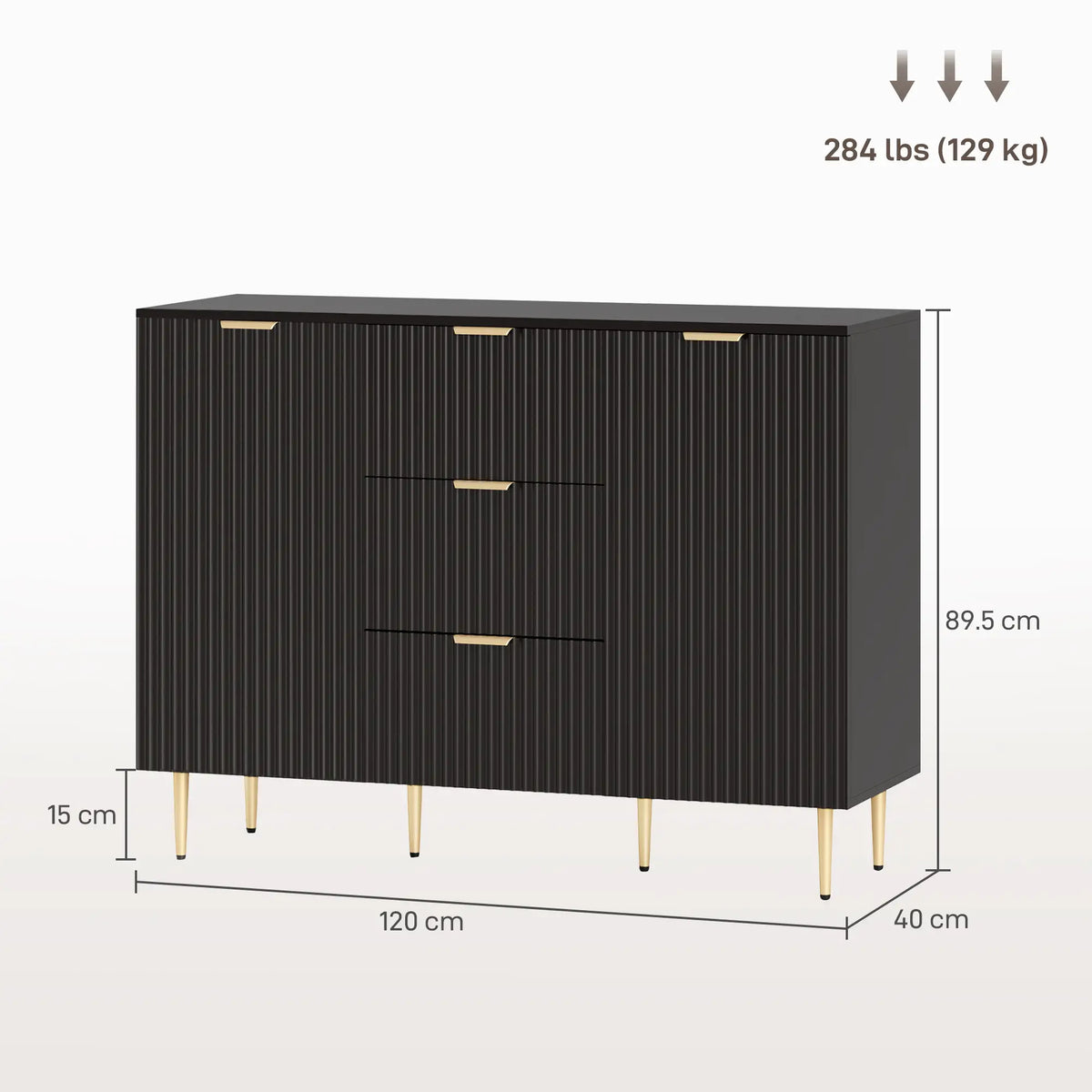 Modern Kitchen Storage Cabinet, 3 Drawers, Adjustable Shelves, Black Bar Cabinets at Gallery Canada