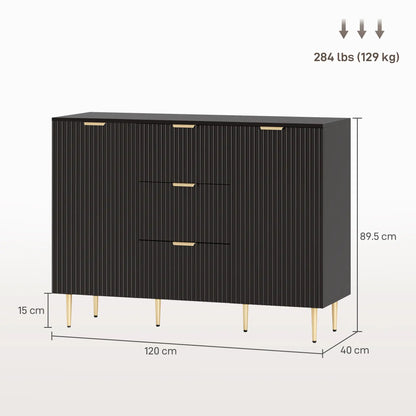 Modern Kitchen Storage Cabinet, 3 Drawers, Adjustable Shelves, Black Bar Cabinets at Gallery Canada
