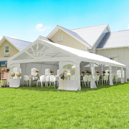 Heavy Duty Party Tent, 20' x 40' Large Sun Shade Canopy, White Canopy Tents White at Gallery Canada