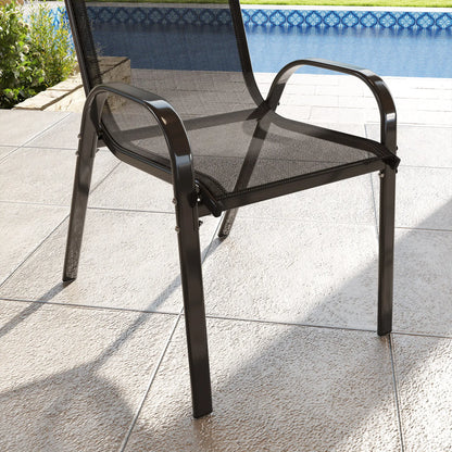 Outdoor Dining Chairs Set of 2, Stackable, High Back, Black Patio Chairs at Gallery Canada