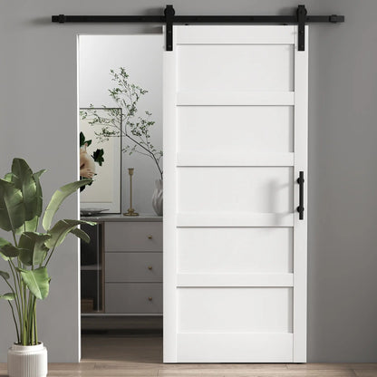 36"x84" Sliding Barn Door With Hardware Kit, White Wood Grain, White Door Hardware at Gallery Canada