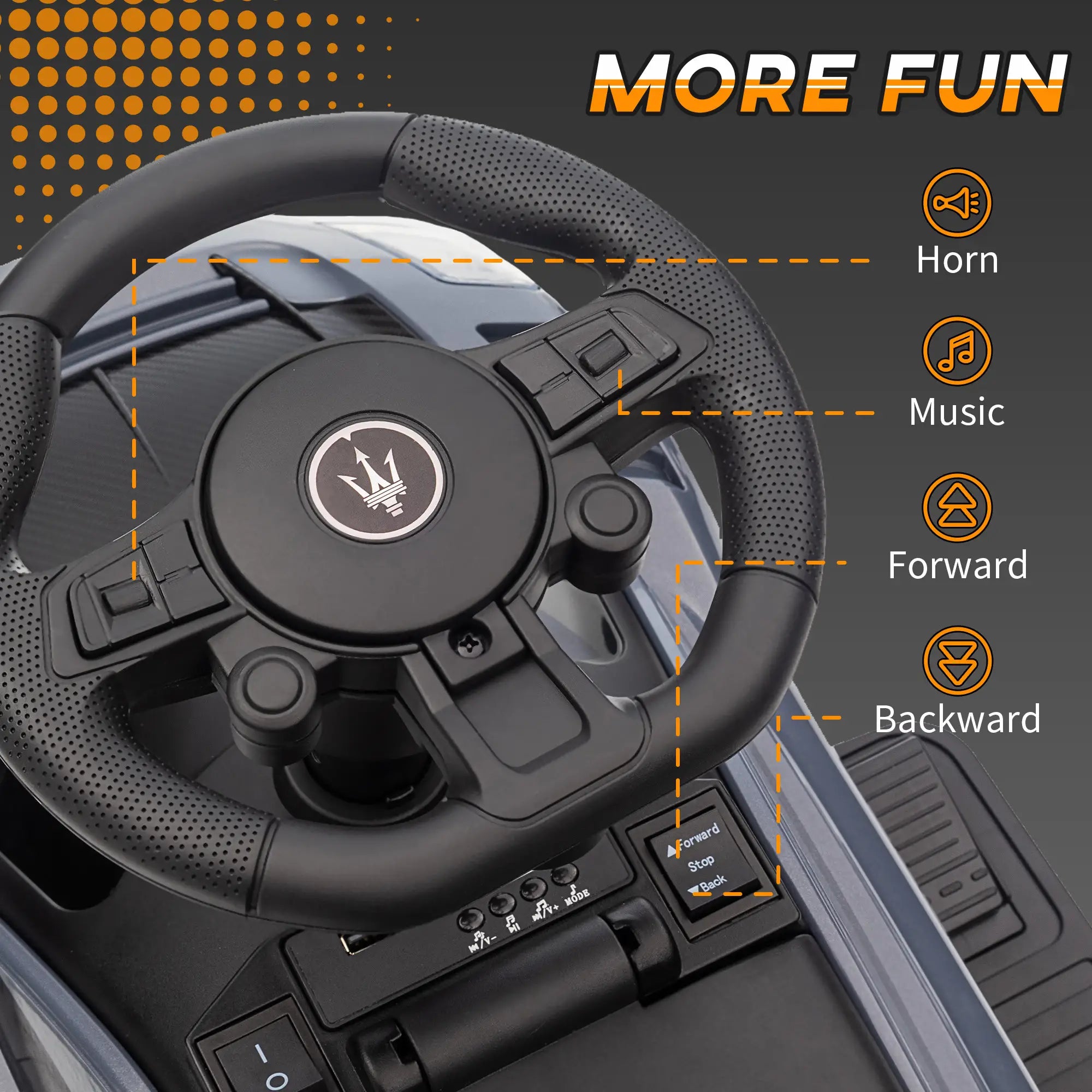 6V Maserati GT2 Licensed Electric Car for Kids, Grey Electric Toy Cars at Gallery Canada