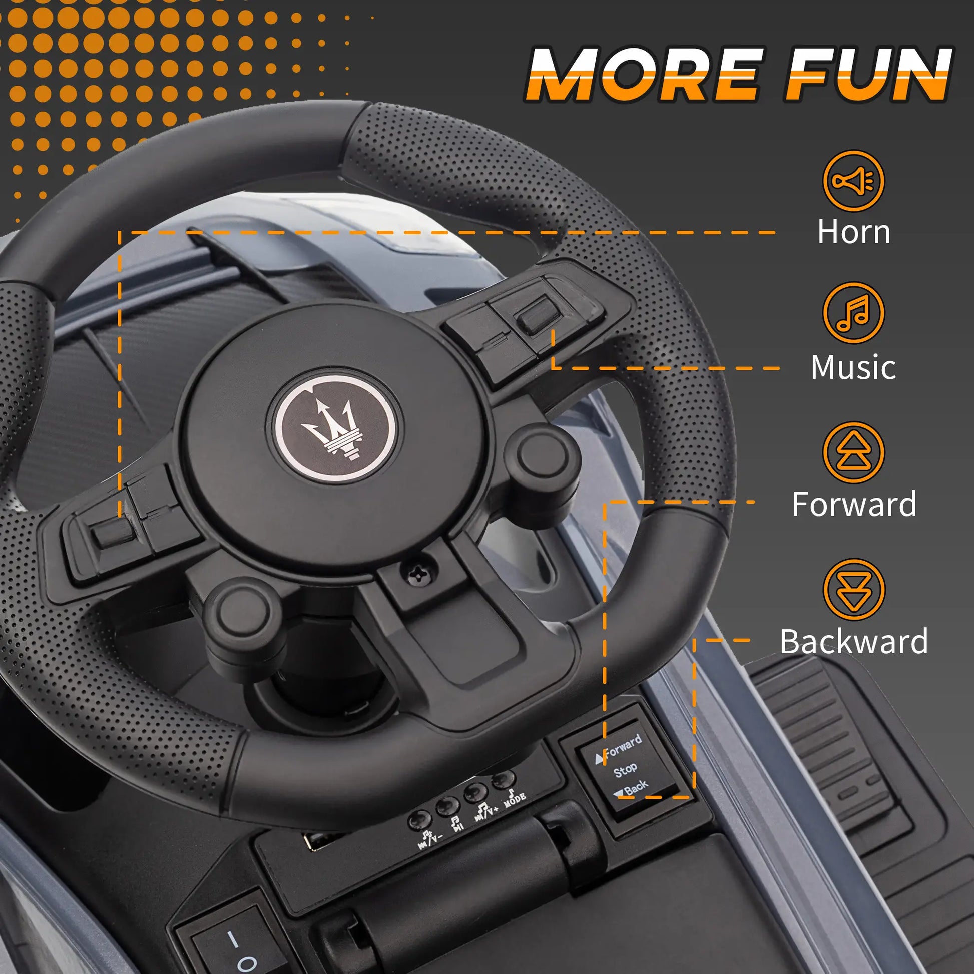 6V Maserati GT2 Licensed Electric Car for Kids, Grey Electric Toy Cars at Gallery Canada