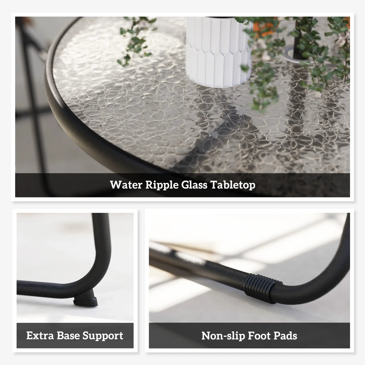 6-Piece Patio Dining Set, Umbrella, Folding Chairs, Glass Table, Grey Bistro Sets at Gallery Canada