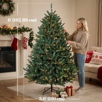 6Ft Prelit Christmas Tree, Warm White & Multi-Colour LEDs, Colorado Blue Spruce