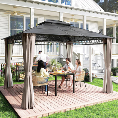 10' x 12' Hardtop Gazebo, Polycarbonate Roof, Steel Frame, Khaki Gazebos at Gallery Canada