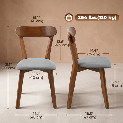 Upholstered Linen-Look Dining Chairs, Rubberwood Legs, Set of 2, Grey & Brown Dining Chairs at Gallery Canada