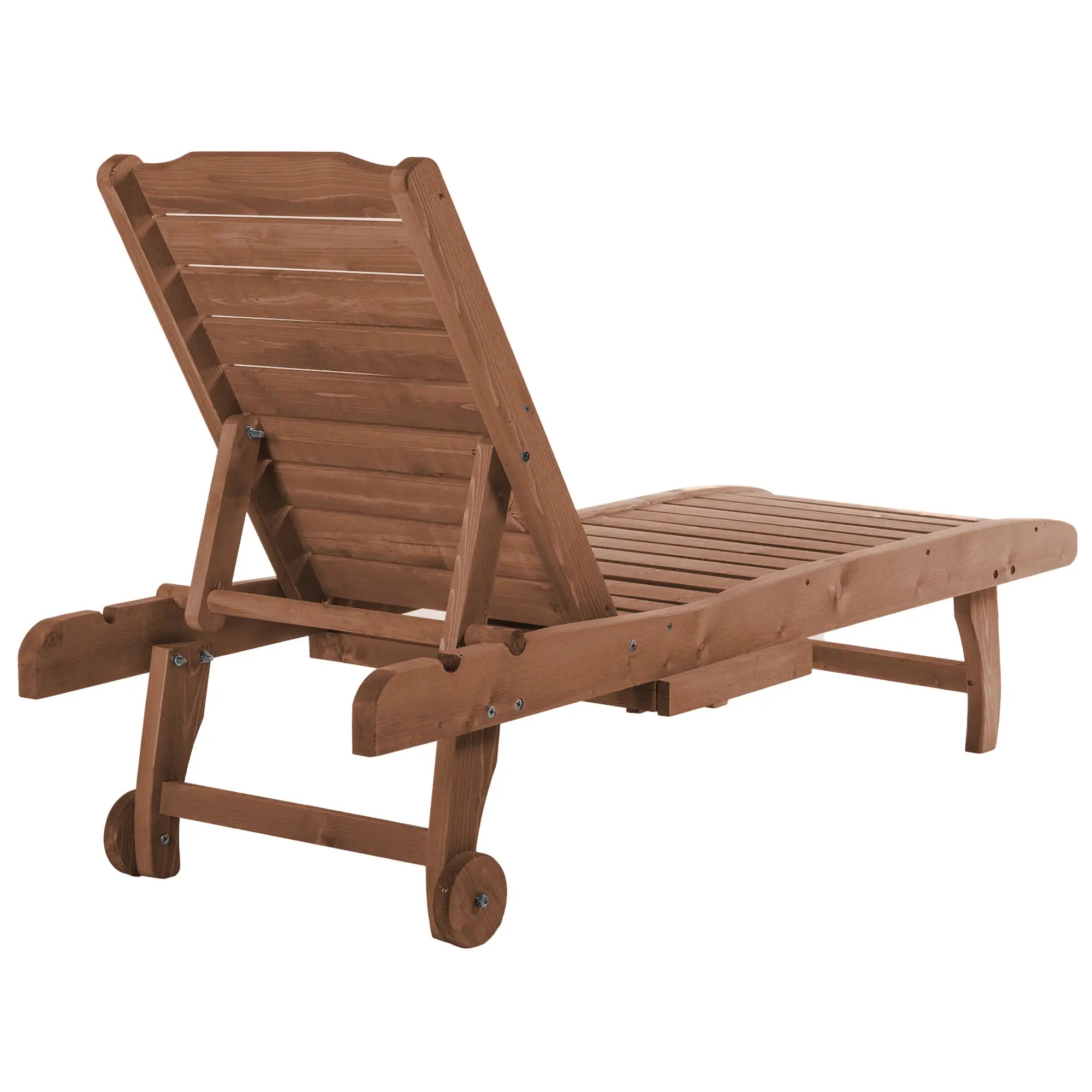 Wooden Outdoor Lounge Chair, Adjustable Patio Chaise Recliner, Brown Chaise Loungers at Gallery Canada