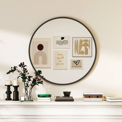 30" Round Mirror, Metal Frame, Bathroom Vanity Mirror, Black Wall Mirrors at Gallery Canada