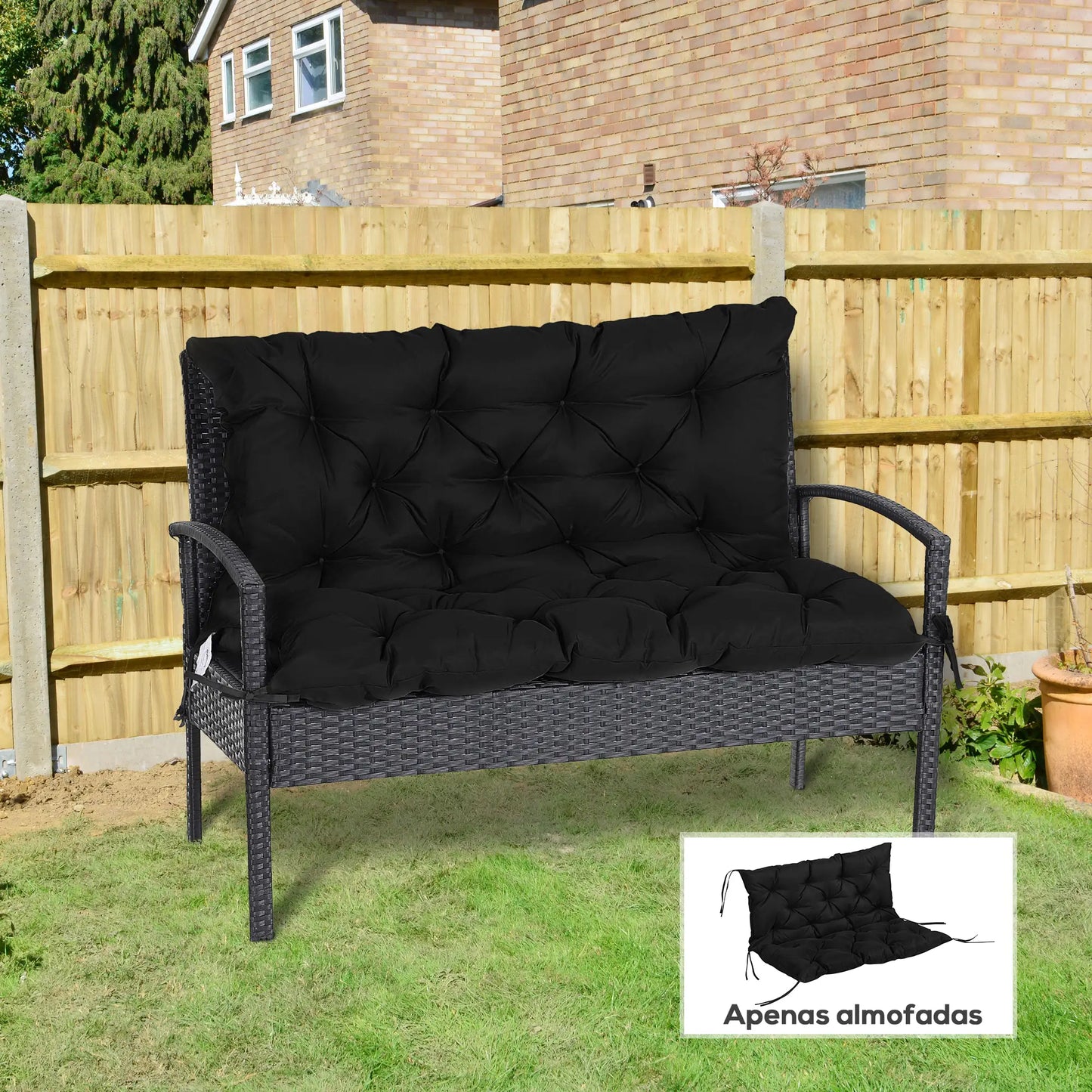 Porch Swing Cushion, Garden Bench Cushion with Backrest, Non-Slip, 39.4" x 38.6", Black Patio Chair Cushions at Gallery Canada