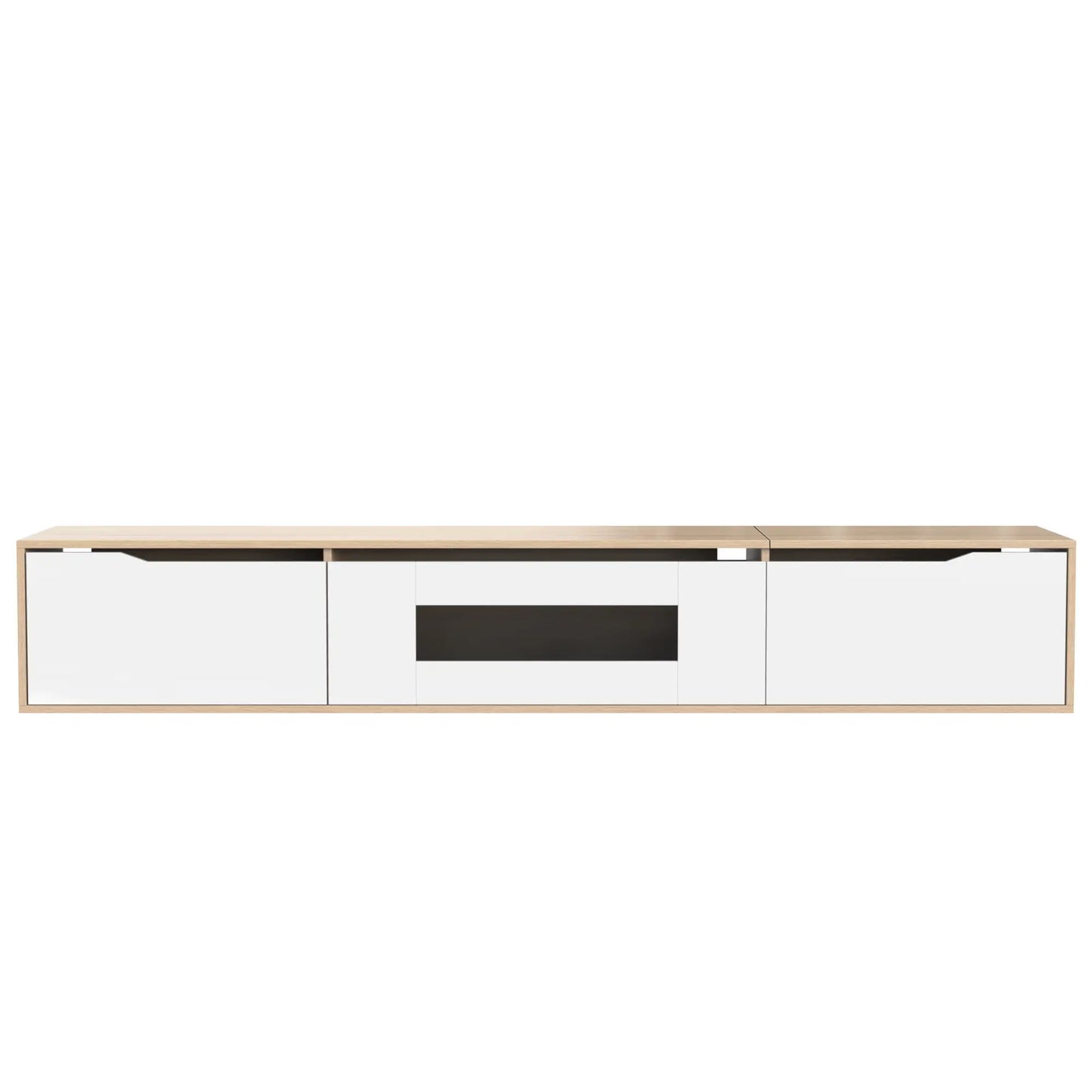 Modern TV Stand With LED Lighting, 71" L x 12" W x 12" H, Wood, White TV Stands White, Wood at Gallery Canada