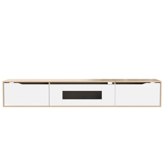 Modern TV Stand With LED Lighting, 71" L x 12" W x 12" H, Wood, White TV Stands White, Wood at Gallery Canada