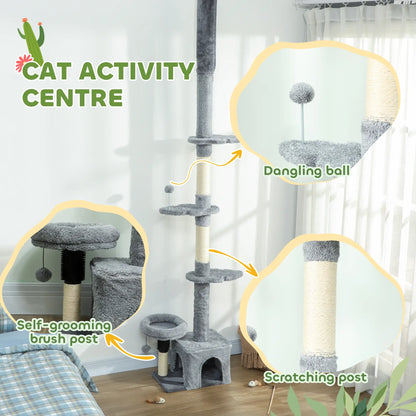 Floor to Ceiling Cat Tree, 4 Tiers, Adjustable Height 87-100" Floor to Ceiling Cat Trees at Gallery Canada