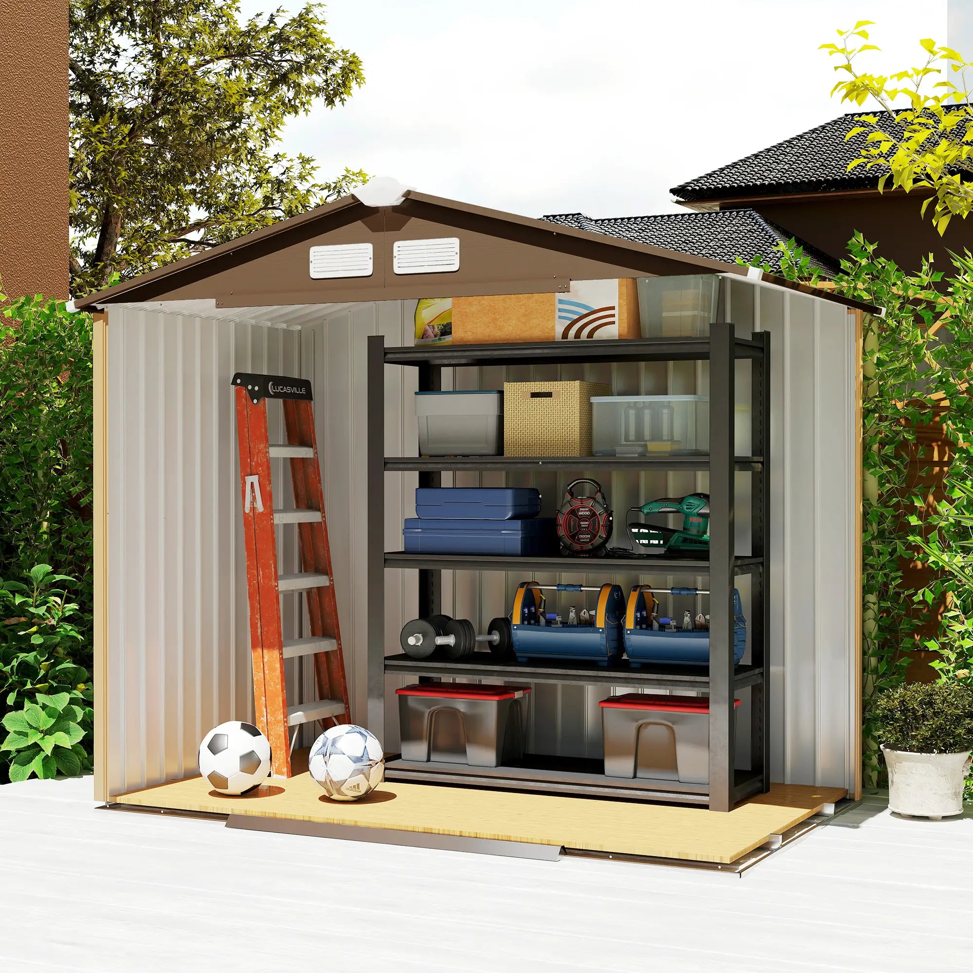 7' x 4' x 6' Garden Storage Shed, Metal Tool House, Yellow Sheds at Gallery Canada