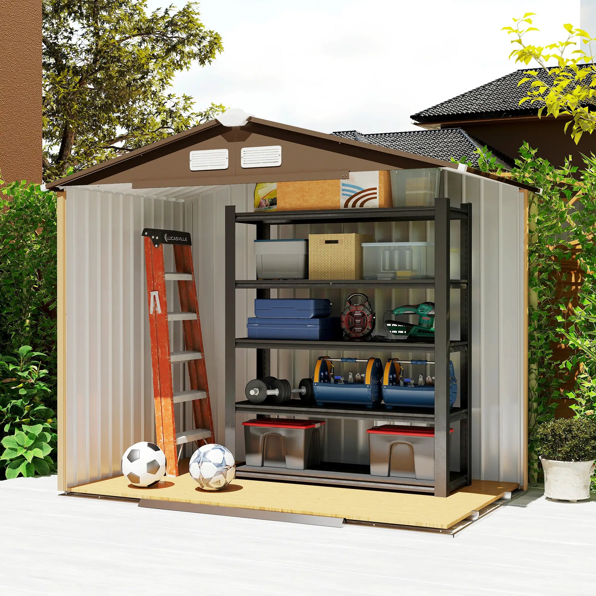 7' x 4' x 6' Garden Storage Shed, Metal Tool House, Yellow Sheds at Gallery Canada