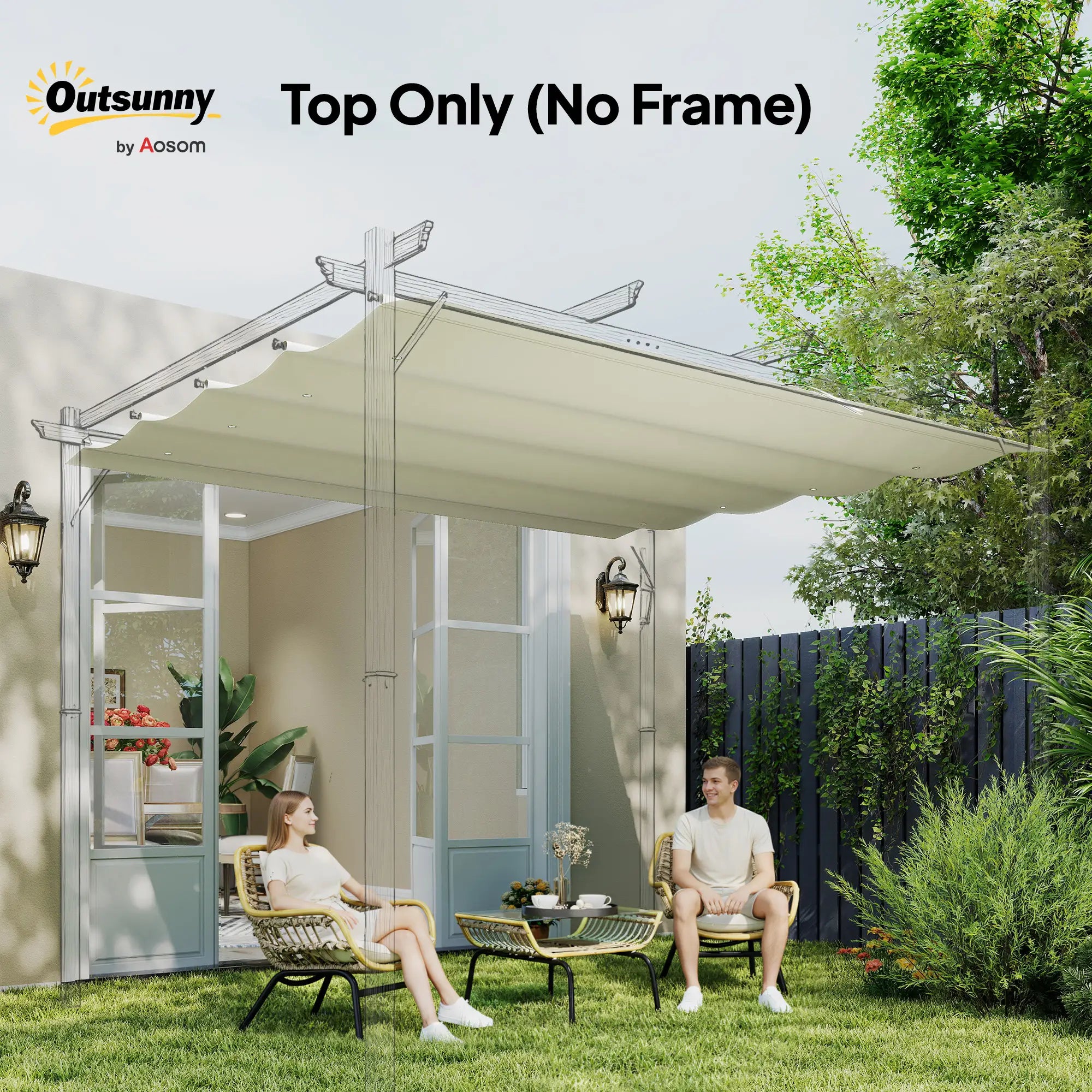 Retractable Pergola Canopy, 10' x 7' Sun Shade, UV30+, Cream White Gazebo Canopy Replacement at Gallery Canada