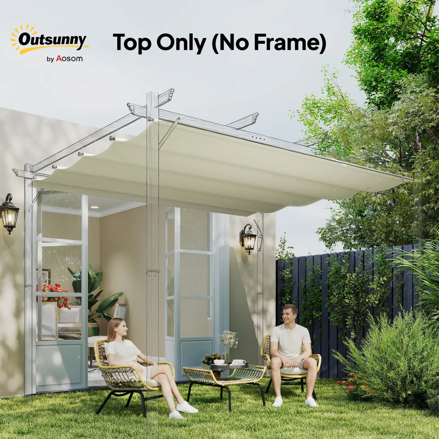 Retractable Pergola Canopy, 10' x 7' Sun Shade, UV30+, Cream White Gazebo Canopy Replacement at Gallery Canada