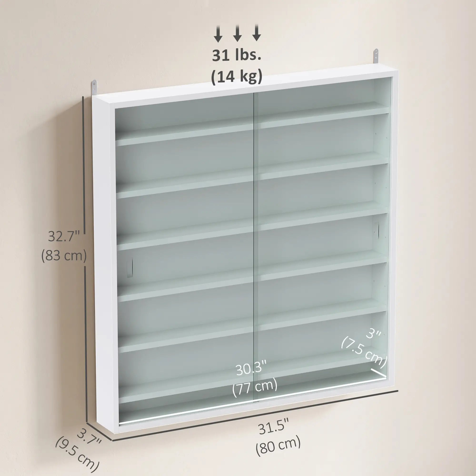 7-Tier Glass Curio Cabinet, 2 Glass Doors, 6 Adjustable Shelves, White Display Bookshelves at Gallery Canada