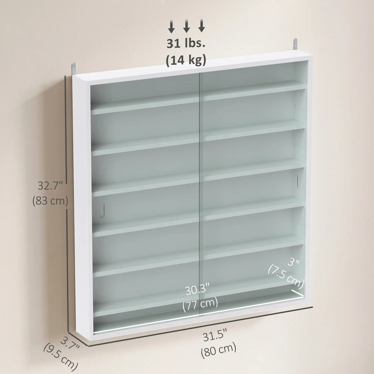 7-Tier Glass Curio Cabinet, 2 Glass Doors, 6 Adjustable Shelves, White Display Bookshelves at Gallery Canada