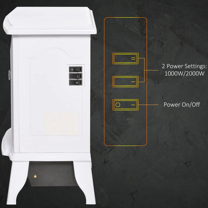 Electric Fireplace Heater, Freestanding, Realistic Flame, 750W/1500W, White Electric Fireplaces at Gallery Canada