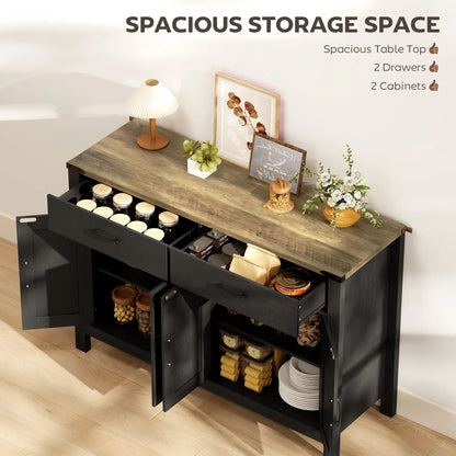 Farmhouse Sideboard Buffet Cabinet, 2 Drawers, Shelves Storage Cabinets at Gallery Canada
