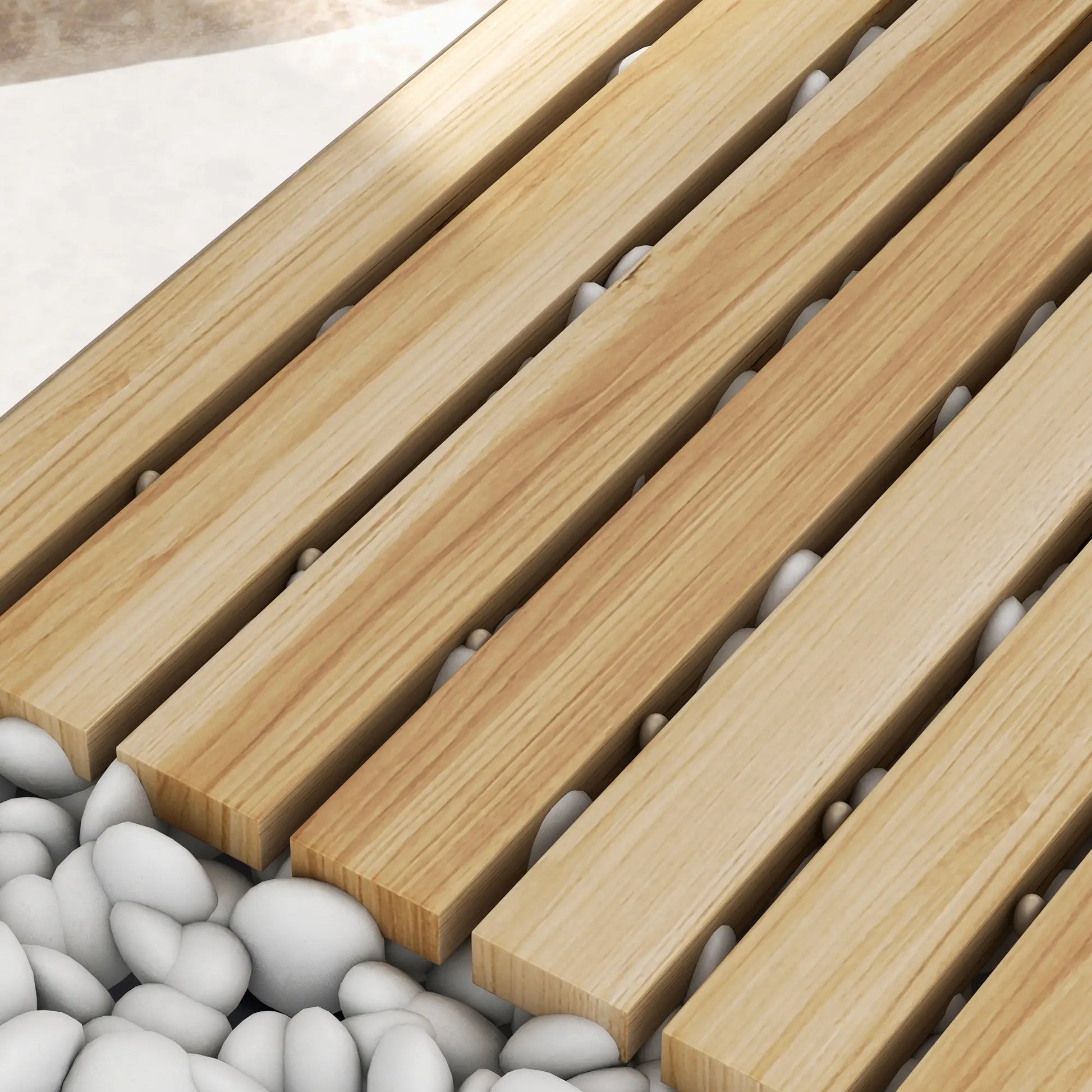 47" Wooden Garden Pathway, Outdoor Roll Out Walkway, Natural Wood Finish Garden Decor at Gallery Canada