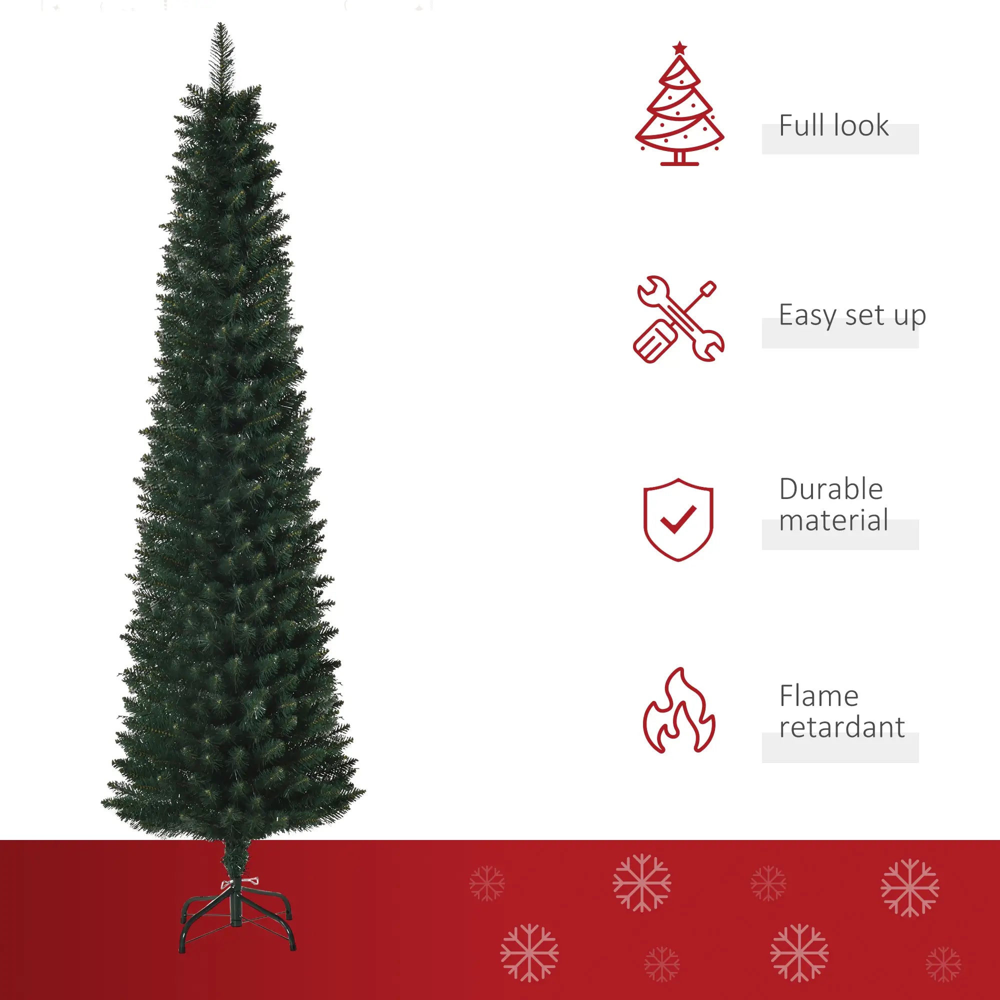 6FT Artificial Christmas Pencil Tree, Foldable Black Stand, Green Artificial Christmas Trees at Gallery Canada