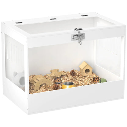 31.5"L Hamster Cage, Openable Top, Hut, Seesaw, Ladder, White Hamster Cages at Gallery Canada