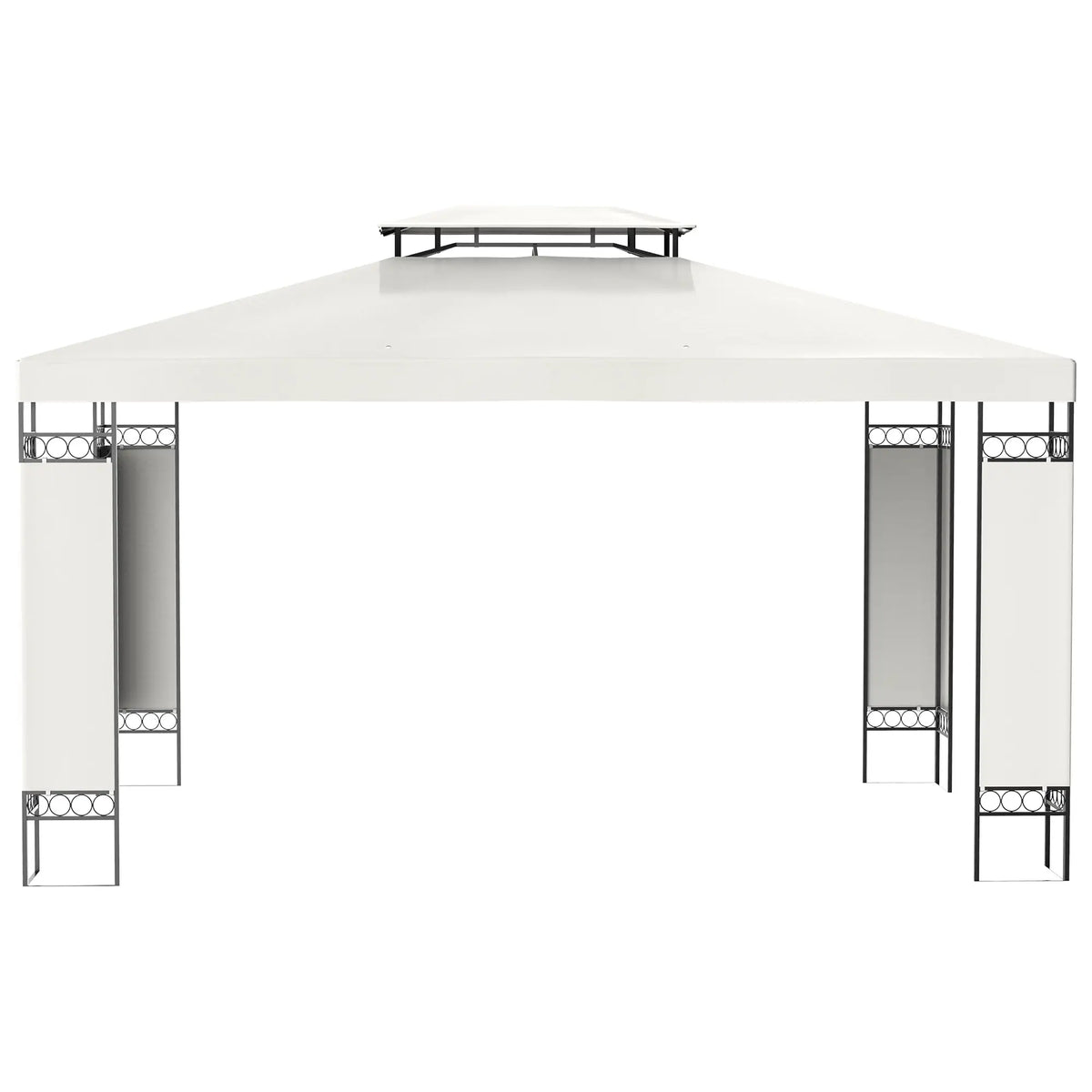 10' x 13' Gazebo, Double Roof Patio Canopy With Screen, White