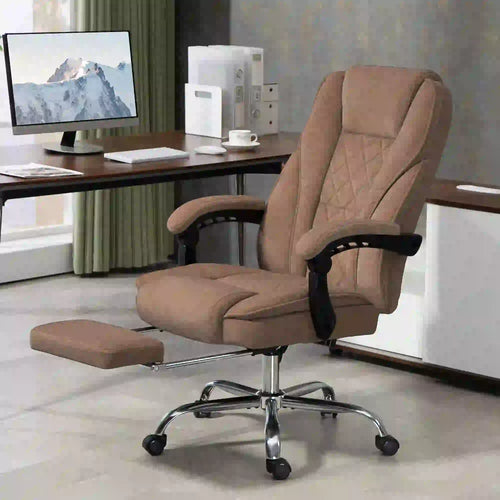 Massage Office Chair, Reclining Computer Chair, Adjustable Height, Brown