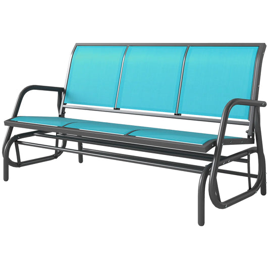 3-Seat Outdoor Glider Chair, Steel Frame, Sling Fabric, Blue Outdoor Gliders Blue at Gallery Canada