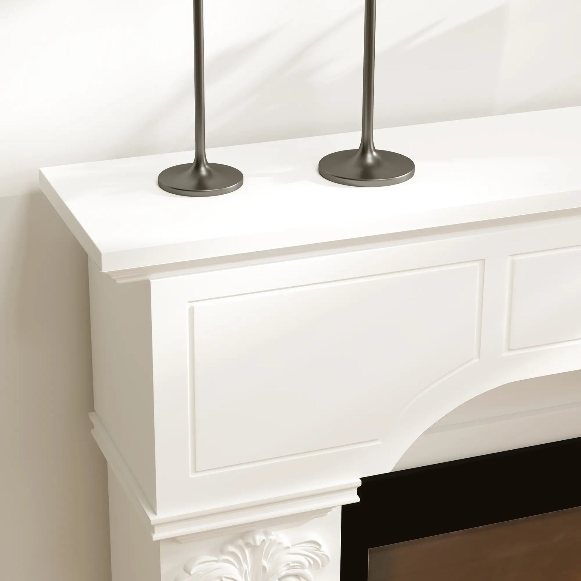 Baroque Fireplace Mantle, Freestanding Surround, 43.25 Inch x 42.75 Inch, White Fireplaces & Accessories at Gallery Canada