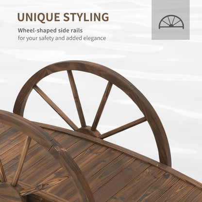 3.3ft Wooden Garden Bridge, Arc Stained Finish, Half Wheeled Railings Garden Bridges at Gallery Canada