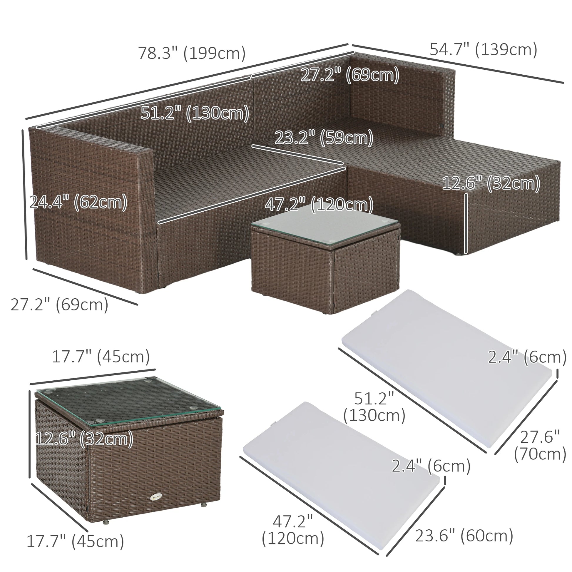 Modern Rattan Sofa Set, 3pcs, Wicker Patio Furniture with Coffee Table Patio Furniture Sets at Gallery Canada