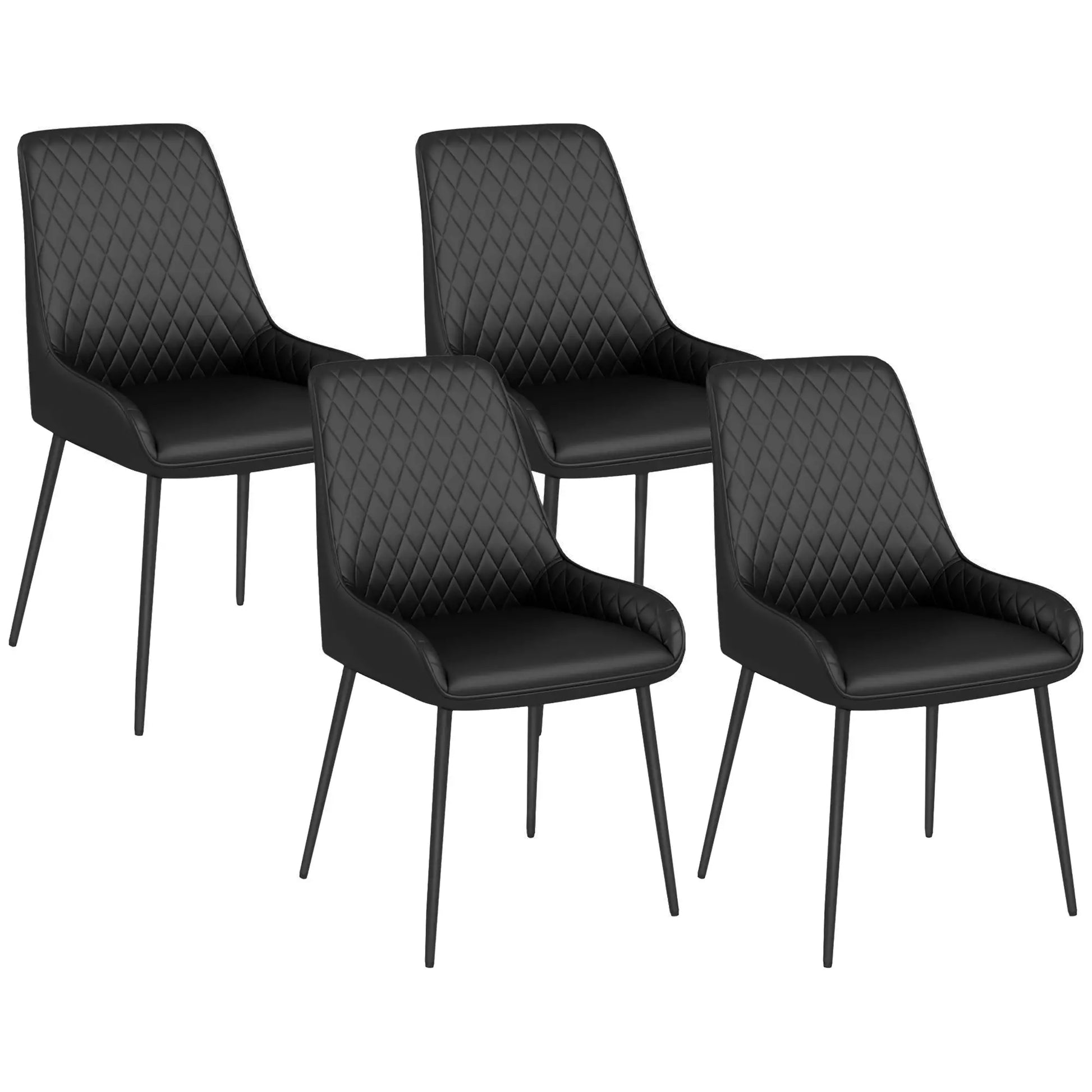 Modern Dining Chairs Set of 4, PU Leather, Metal Legs, Black Bar Stools Black at Gallery Canada