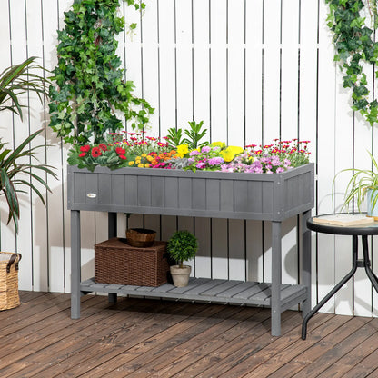43.25" x 18" x 30" Raised Garden Bed, Wooden Plant Stand, Dark Grey Elevated Garden Beds at Gallery Canada
