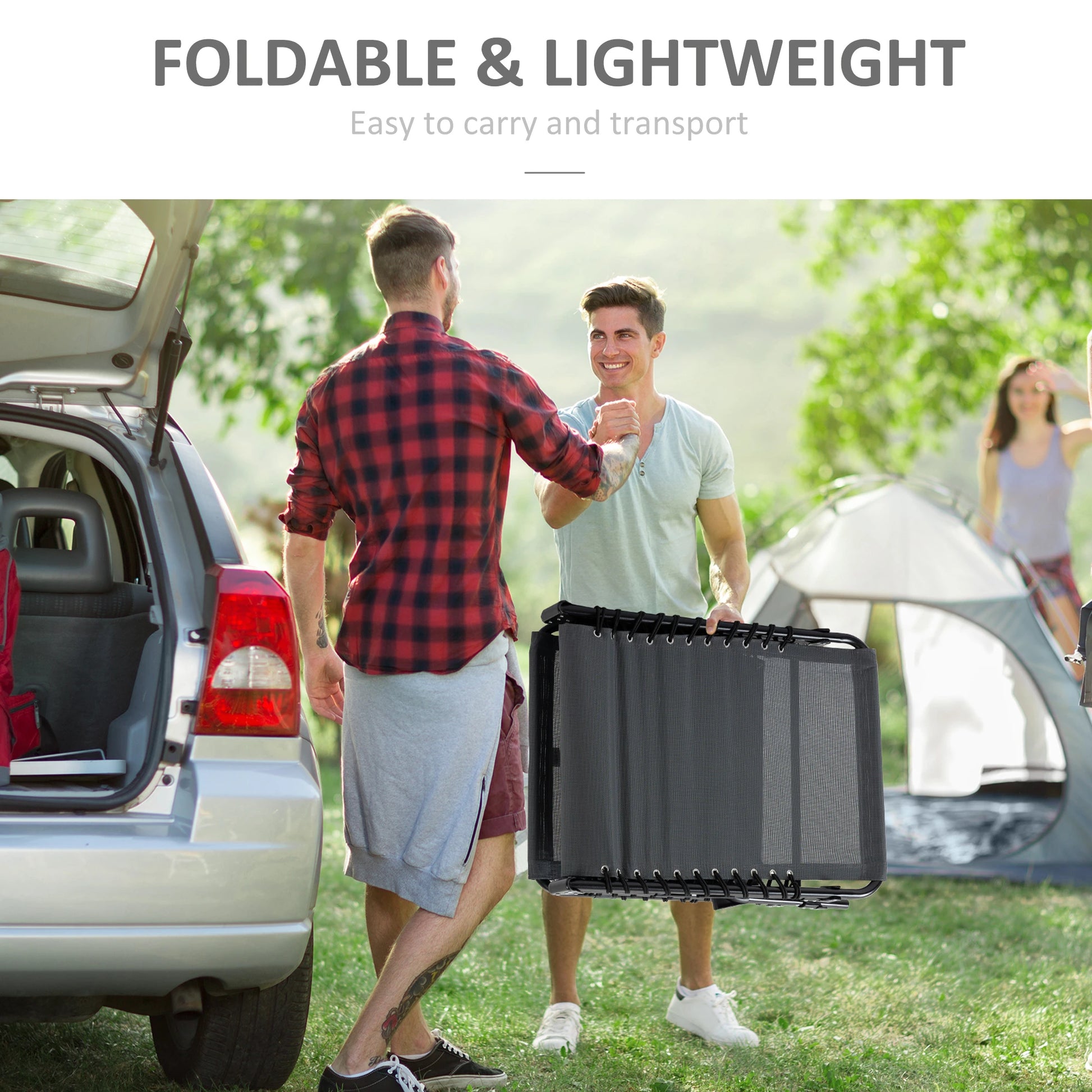 Outdoor Folding Chaise Lounge, Adjustable Backrest, Removable Pillow, Grey Lounger Chairs at Gallery Canada