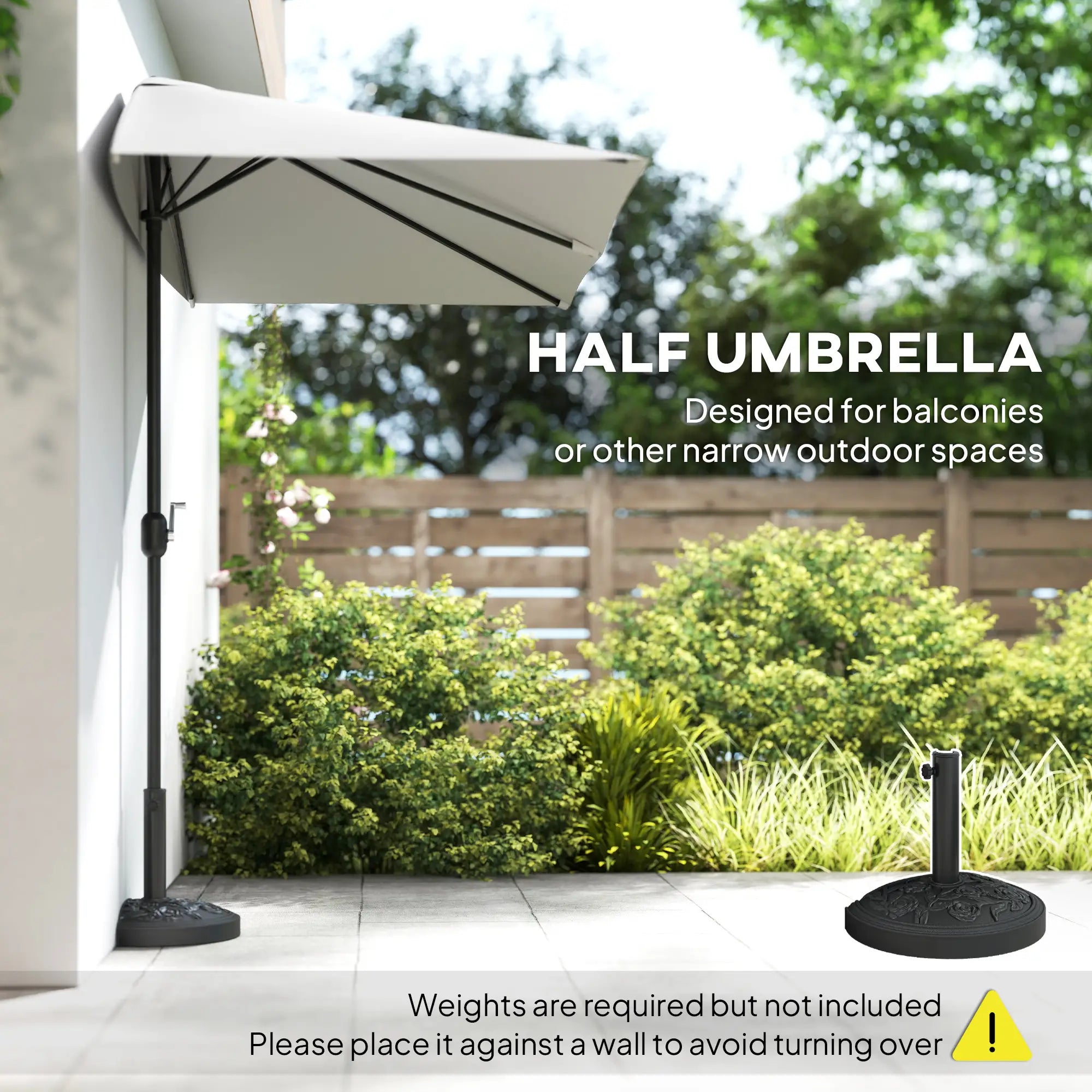 8ft Half Umbrella, Outdoor Balcony Parasol, Cream White Sun Umbrellas at Gallery Canada