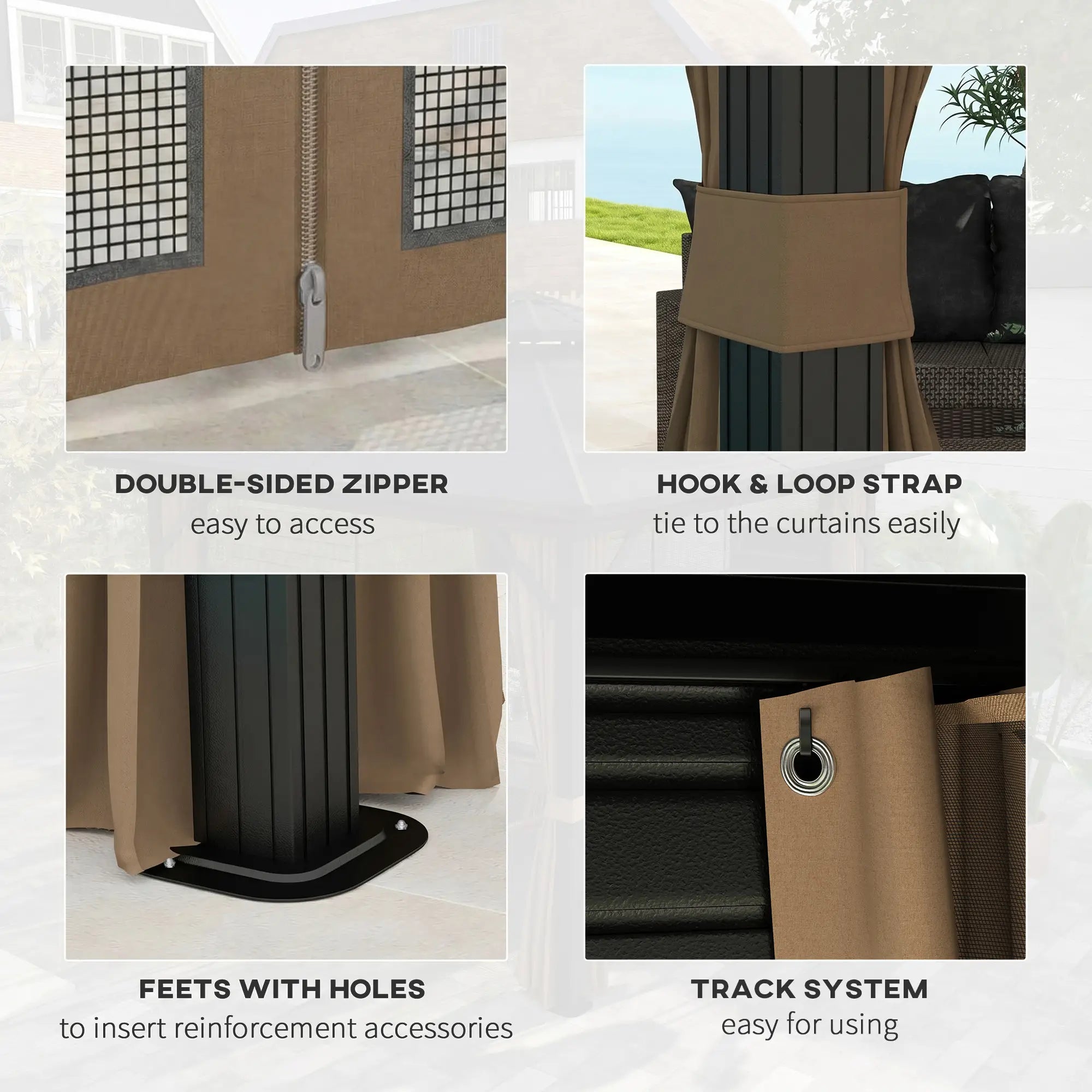 10' x 10' Hardtop Gazebo, Double Tier Metal Roof, Dark Brown Gazebos at Gallery Canada