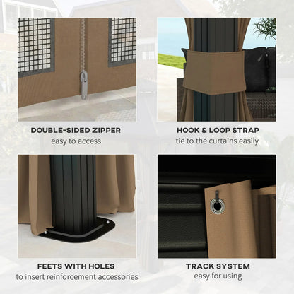 10' x 10' Hardtop Gazebo, Double Tier Metal Roof, Dark Brown Gazebos at Gallery Canada